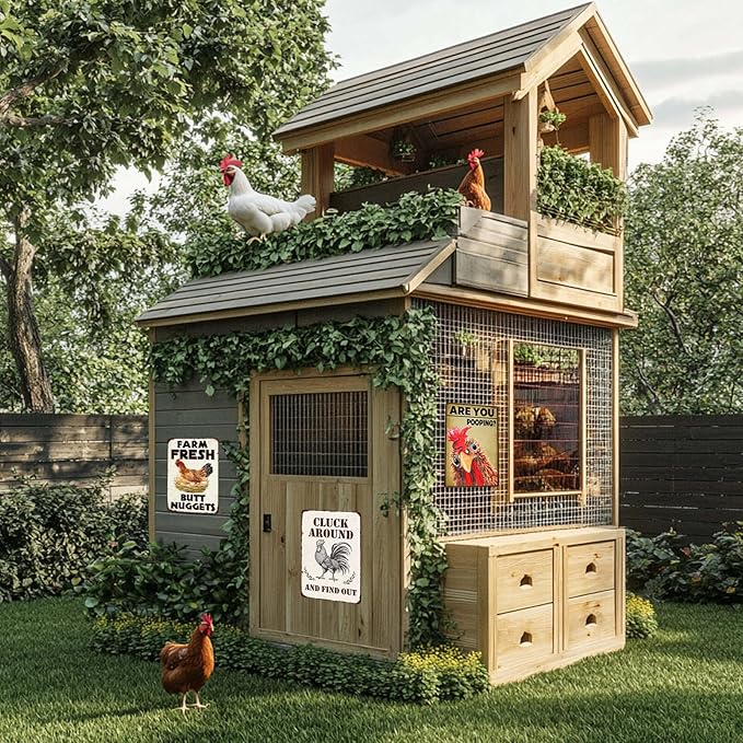 Chicken Coop Signs Funny Metal Signs Outdoor Chicken Decor Farm Gifts Rooster Yard Decor Vintage Kitchen Accessories Tin Sign Chicken Decorations For Home Farm Fresh Butt Nuggets Sign 8×12 Inch