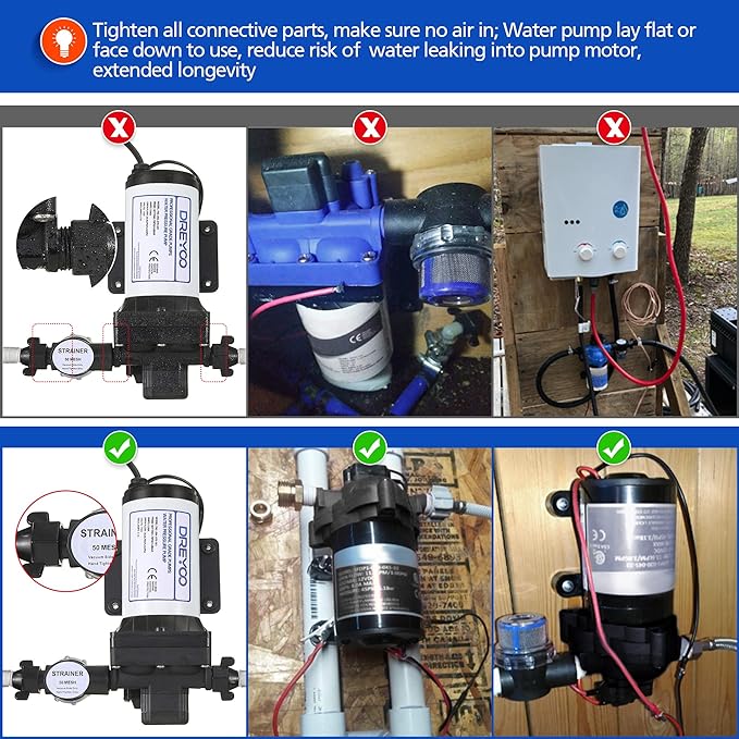 Water Pressure Booster Pump 110v 5.5 GPM 70 PSI, Self Priming Industrial Water Pump with Power Plug, Pipe Fittings Brass Connector Strainer Filter for Kitchen Bathroom Rv Marine Caravan Garden(Black)