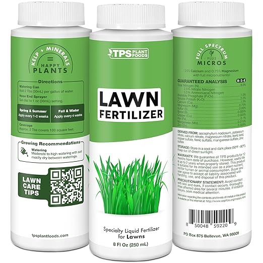 TPS NUTRIENTS Lawn Fertilizer for All Grass and Lawn Types, Liquid Plant Food, 32 oz (1 Quart)