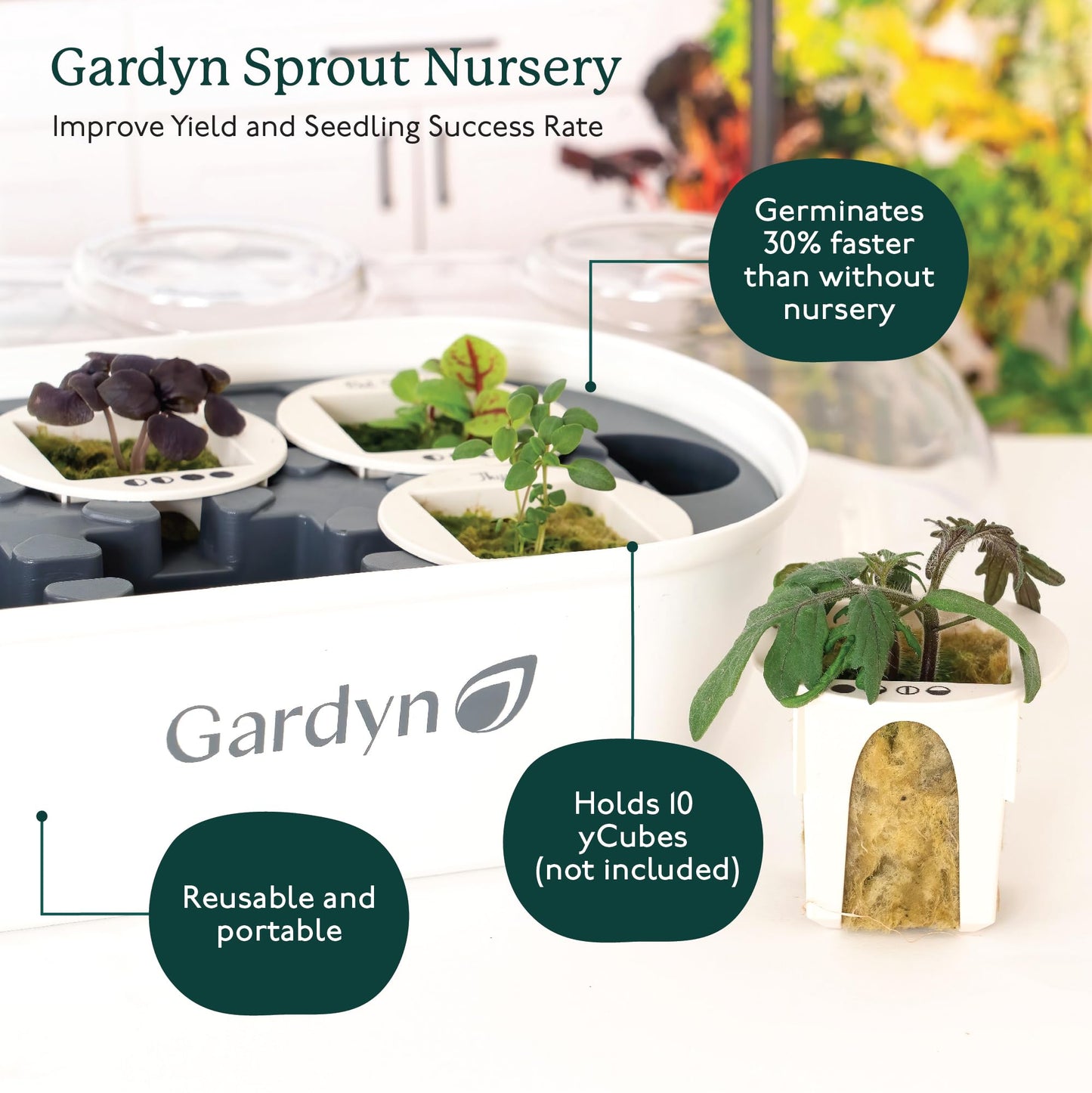 Gardyn Indoor Garden Nursery - Indoor Germination, Hydroponic Growing System - Seed Starter Tray Works with Gardyn Home Tower Gardens, Vertical Garden Planters & Microgreens Growing Kits