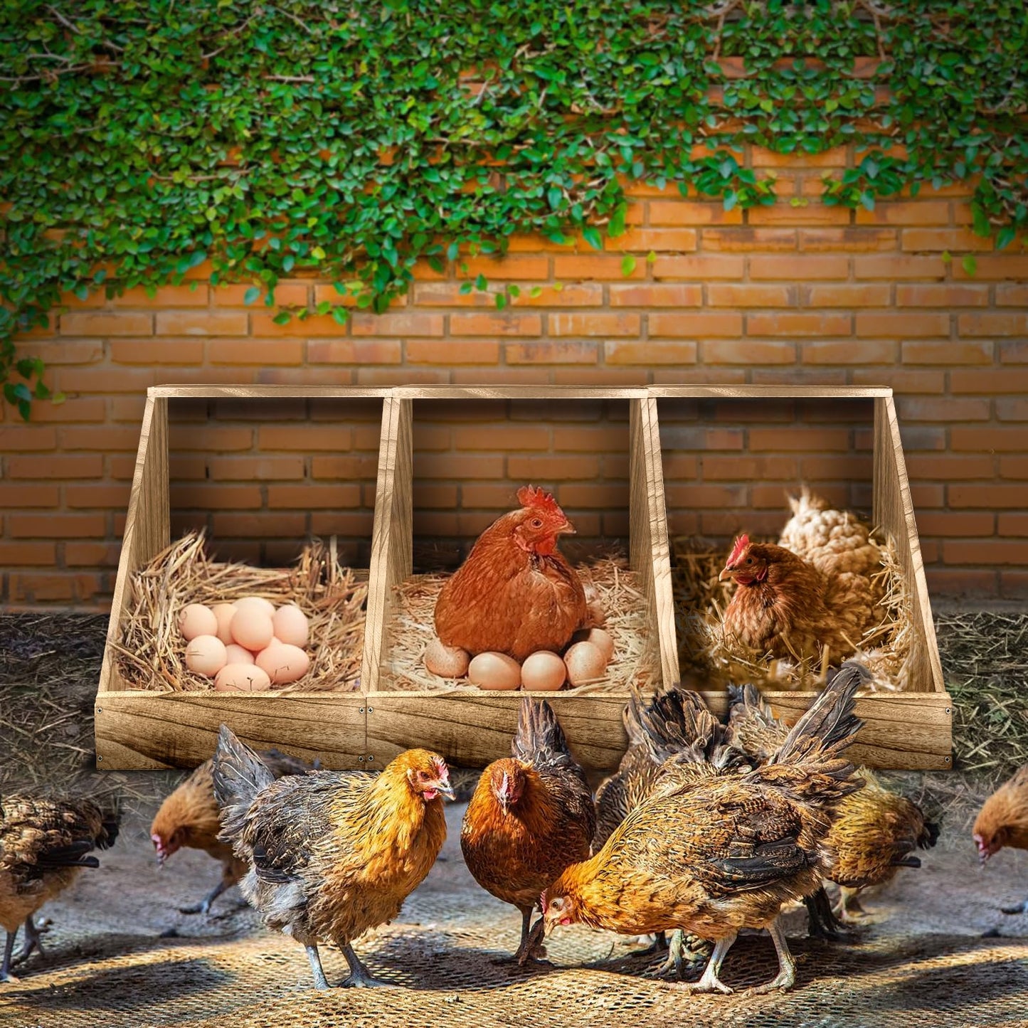 Wooden Single Compartment Chicken Nesting Box for Outdoor Coop - Comfortable Laying Box for Hens, Ducks and Poultry with Easy-Clean Design and Ventilated Egg Laying Space for Backyard Chickens
