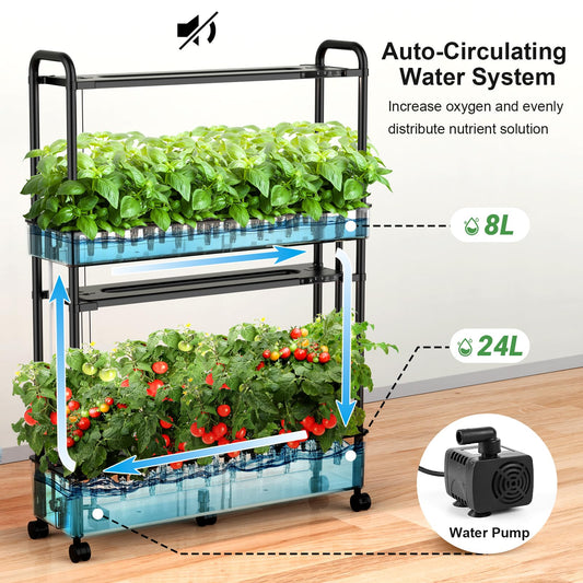 Growell 16 Pods Hydroponics Growing System Kit & 60 Pods Vertical Indoor Garden