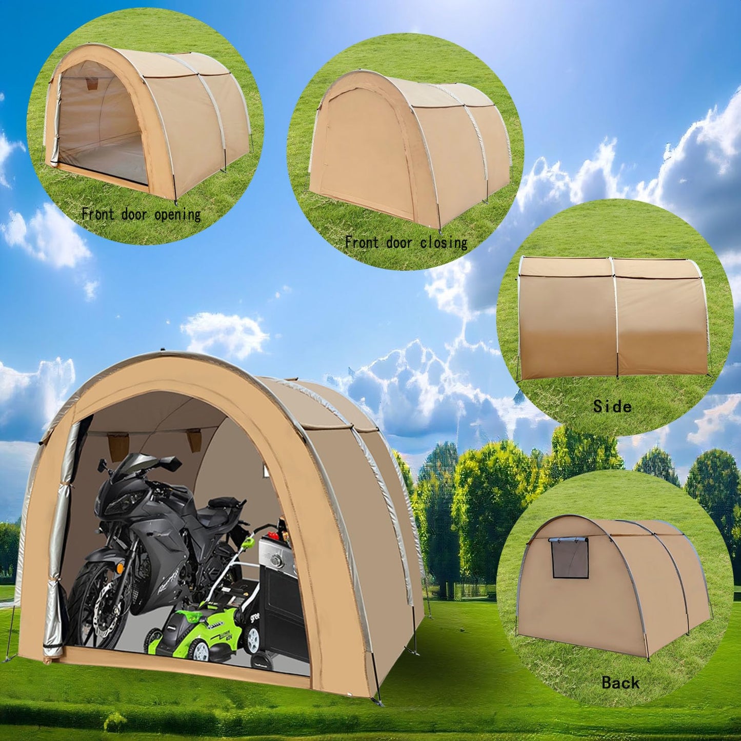 Bike Storage Shed Tent,Outdoor Portable Bicycle Storage Sheds with 420D Oxford Fabric Waterproof for 6-8 Bikes,Bike Covers Shelter for Motorcycle,Garden Tools,Toys,Lawn Mower