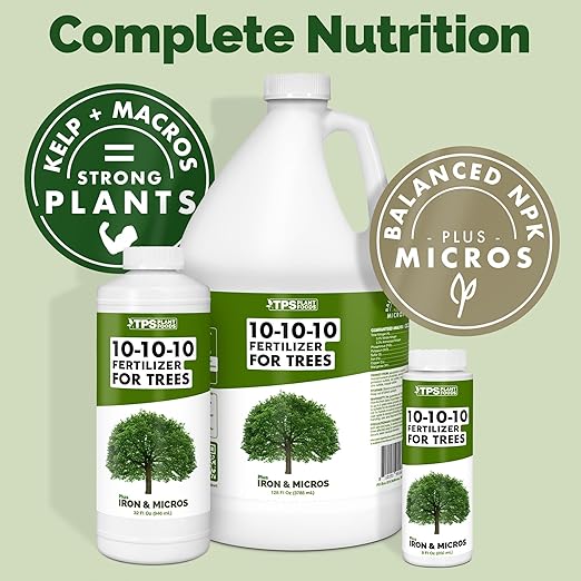 TPS NUTRIENTS Liquid 10-10-10 Fertilizer for Trees and Shrubs, Triple Ten NPK Plus Iron and Micros, Liquid Plant Food 8 oz (250mL)