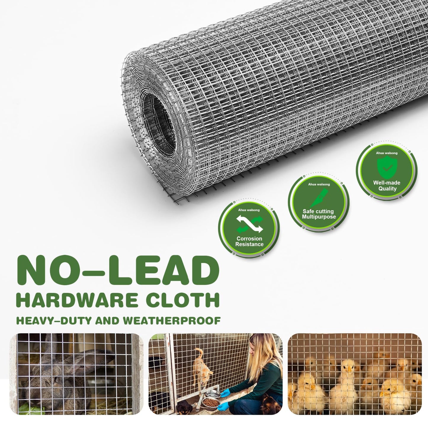 Hardware Cloth 1/4 Galvanized Wire Mesh Roll 8" x 20' (23 GA) - Chicken Wire Fence for Pens, Coops, Rabbit/Snake Fences, Poultry Enclosures, Crafting, and Screen Mesh
