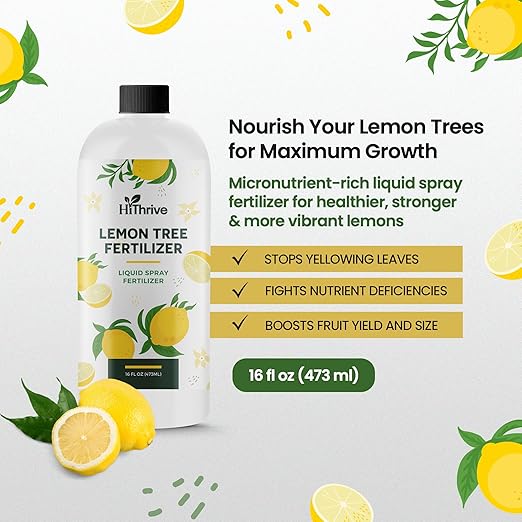 16oz Lemon Tree Fertilizer - Makes 16 Gallons of 2-in-1 Liquid Fertilizer, 4-3-6 NPK Liquid Plant Food with Macronutrients + Micronutrients for Lush Growth, Stronger Roots, and Juicy Lemons