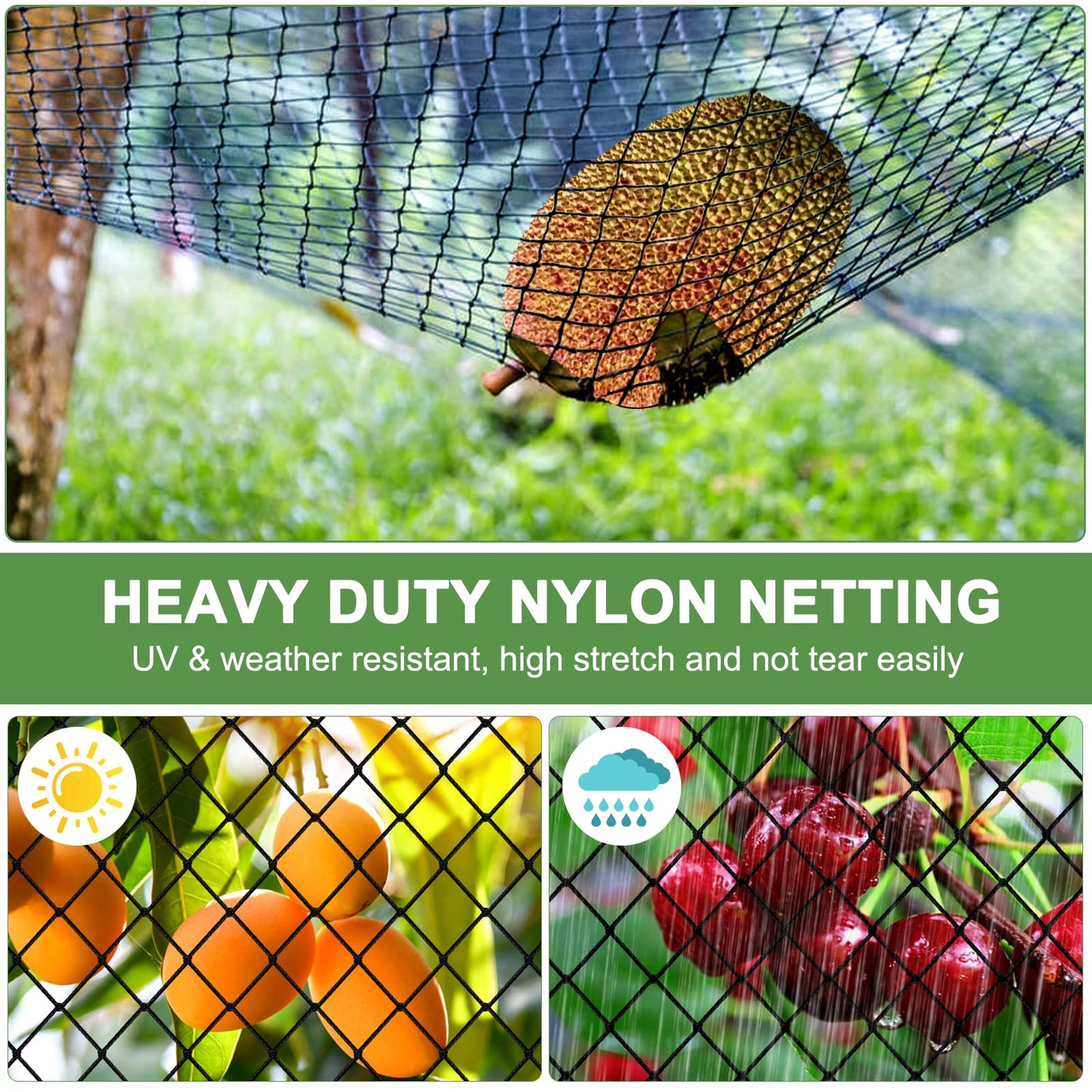 Heavy Duty Garden Netting - 100'x100' Poultry Netting for Chicken Coop, 3/4 Inch Mesh, Protects Fruits, Vegetables Against Squirrels, Deer