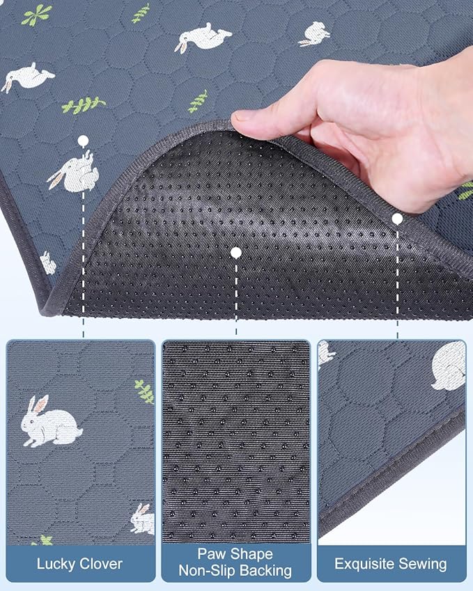 4 Pack 24 x 18 Inch Guinea Pig Cage Absorbent Liner Reusable Waterproof Super Absorbent Guinea Pig Urine Pad Non-Slip Mat for Small Animals Rabbit Hamster Rat. Washable Guinea Pig Bedding
