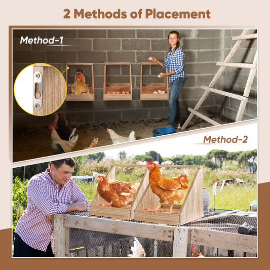 Chewoof 2 Pack Chicken Nesting Box, Wooden Chicken Coop, Chicken Coop Accessories, Chicken Laying Nest Box for Poultry Farm, Poultry Nesting Boxes with Nest Box Pads
