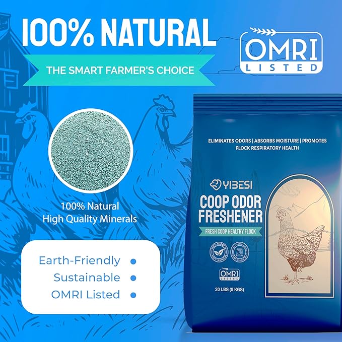 Chicken Coop Deodorizer – Natural Zeolite Odor Eliminator & Moisture Absorber – Coop Refresher for Poultry Bedding, Nesting Boxes, Runs & Small Animal Enclosures – 100% Natural, Compost-Safe Formula