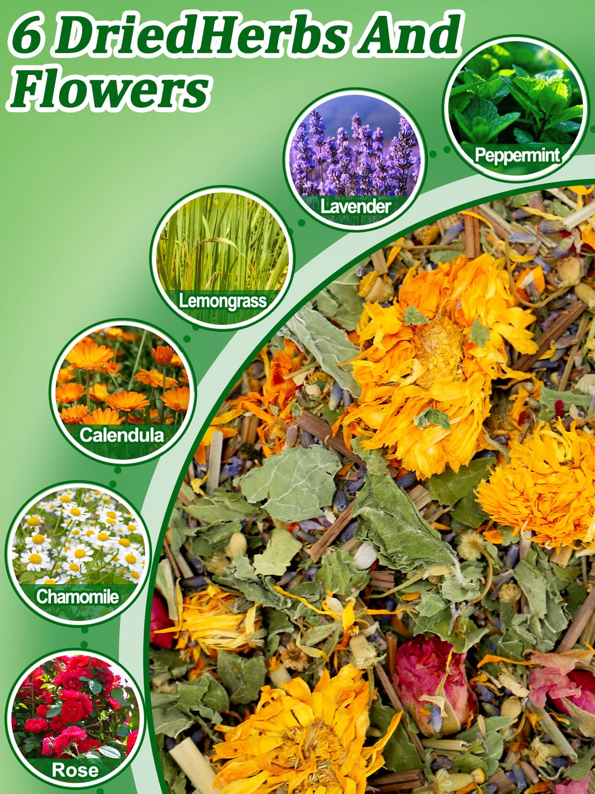20OZ Chicken Nesting Herbs - Natural Nesting Box Feed Herbs in Premixed 6 Dried Flower Herbs for Freshening Bedding Chicken Coop Promote Egg Production