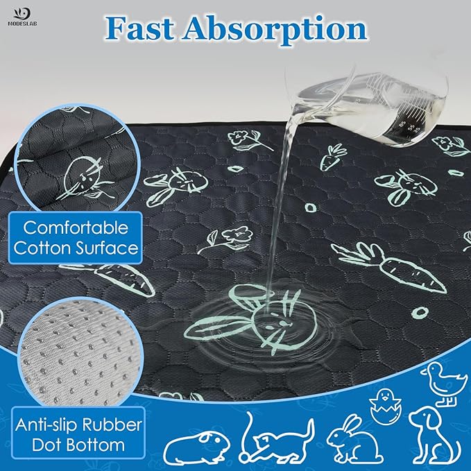 4-Pack Guinea Pig Cage Liner Washable, 16in x 30in Ultra-Absorbent Guinea Pig Bedding for Cage Non-Slip Leak-Proof Pee Pads for Dogs Rabbit Bunny Cat Litter Mat, Navy