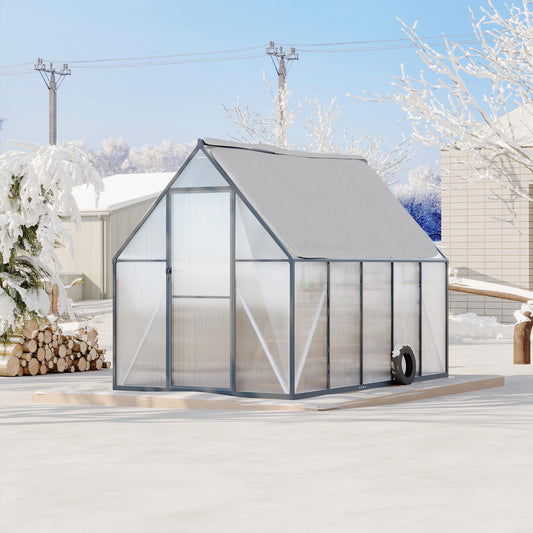 6'x9' Aluminum-Framed Polycarbonate Greenhouse, Heavy Duty Polycarbonate Greenhouse with Quick Setup Structure and Roof Vent, Large Enhanced Aluminum Green House Kit for Outdoors