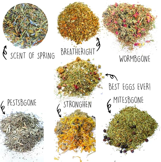 Pampered Chicken Mama Backyard Chicken Nesting Herb Starter Bundle - 7 Different Nesting Herb Blends! (3 lbs Total)