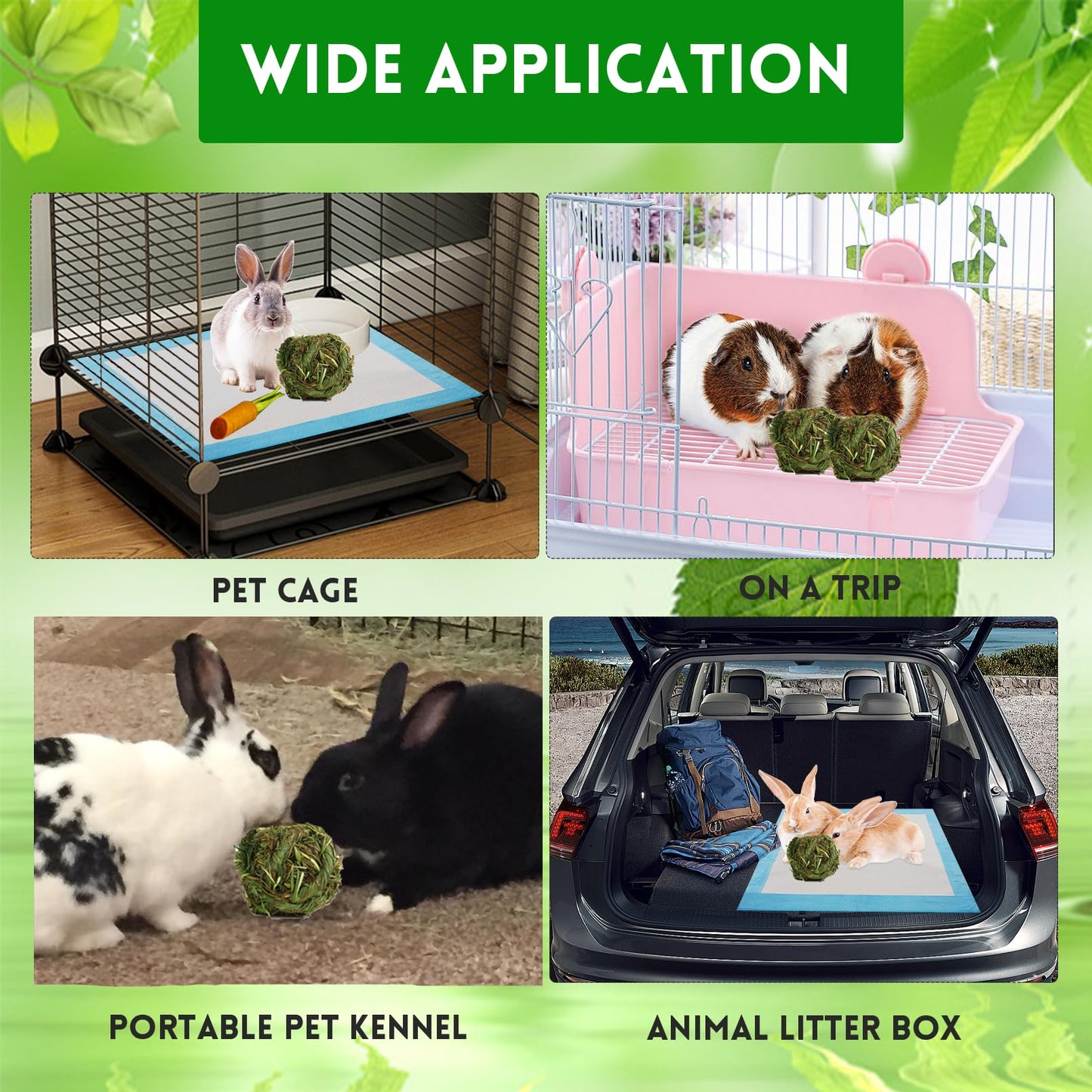 kathson 6 Pcs Rabbit Chew Grass Balls,Bunny Grass Toy Handmade Timothy Hay Ball Small Animal Treats Teeth Grinding Chews for Rabbits Chinchillas Guinea Pigs Hamsters Mice Gerbils