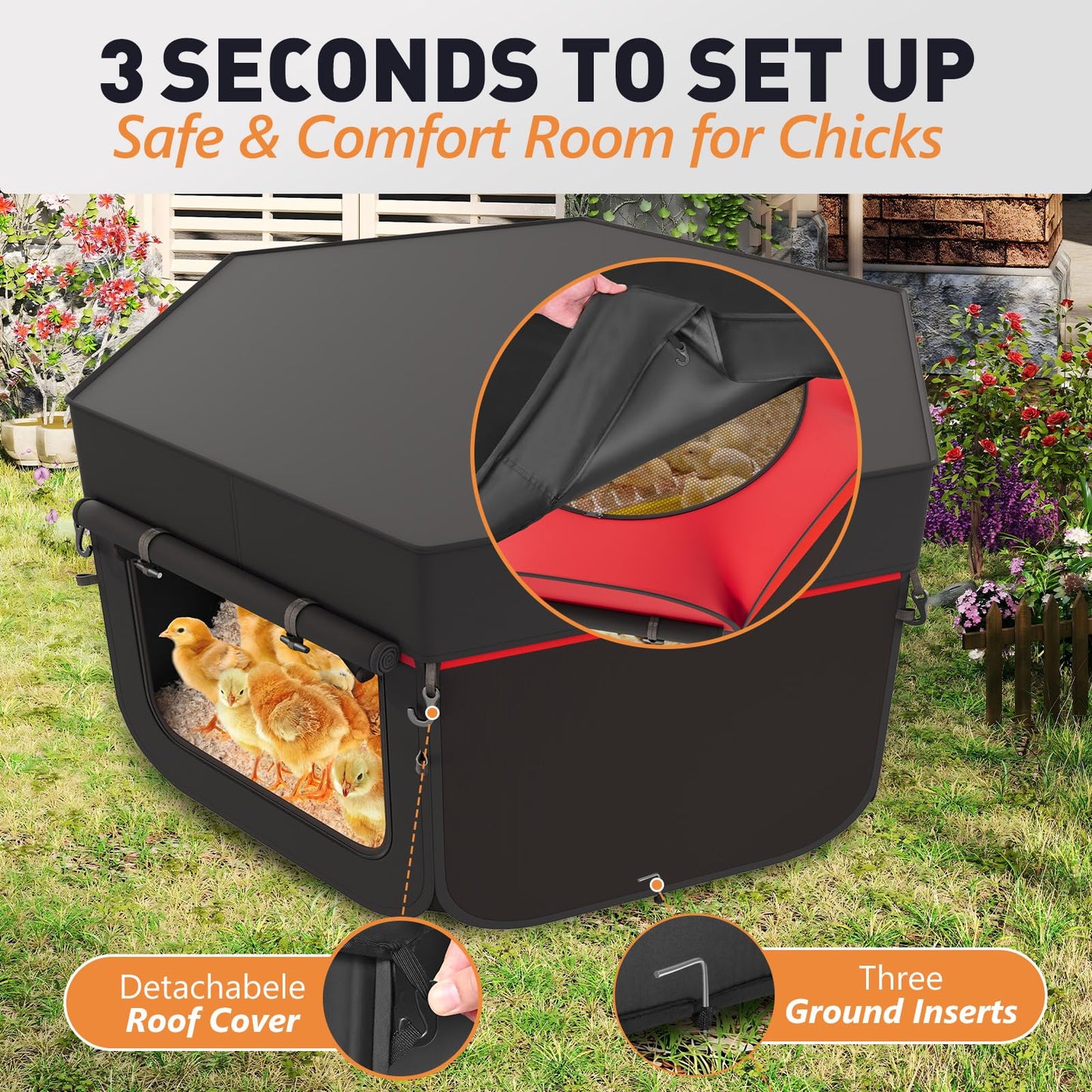 inanil Chicken Brooder with Cover - Dual Door Collapsible Large Brooder Box for Chicks Starter Kit, Sturdy Baby Chicken Coop Chick Enclosure Tent, Chick Brooder Pen for Chick, Duck and Quail