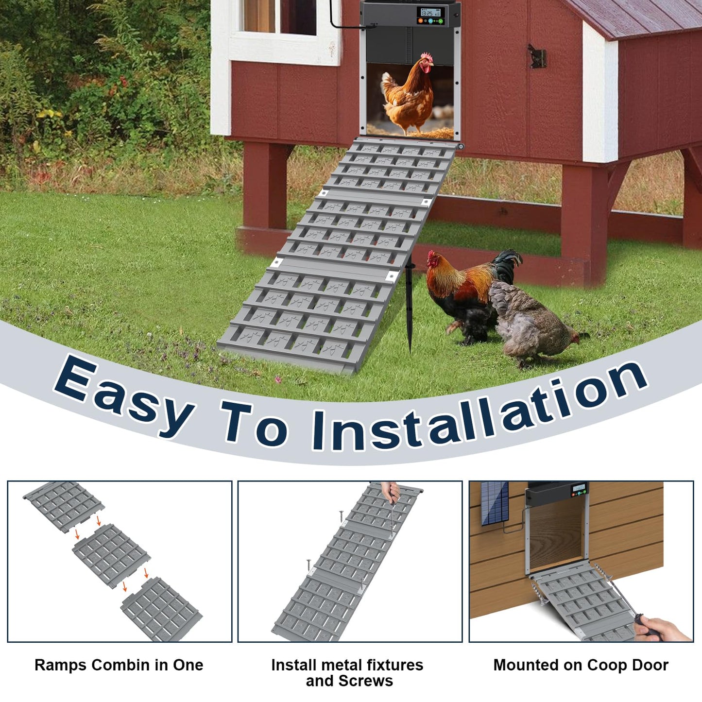Chicken Coop Ramp, Ladder Length Adjustable for Henhouse, Coop Steps for Feet Problem or Cannot Fly Chickens, Sturdy, Rot-Resistant, Waterproof