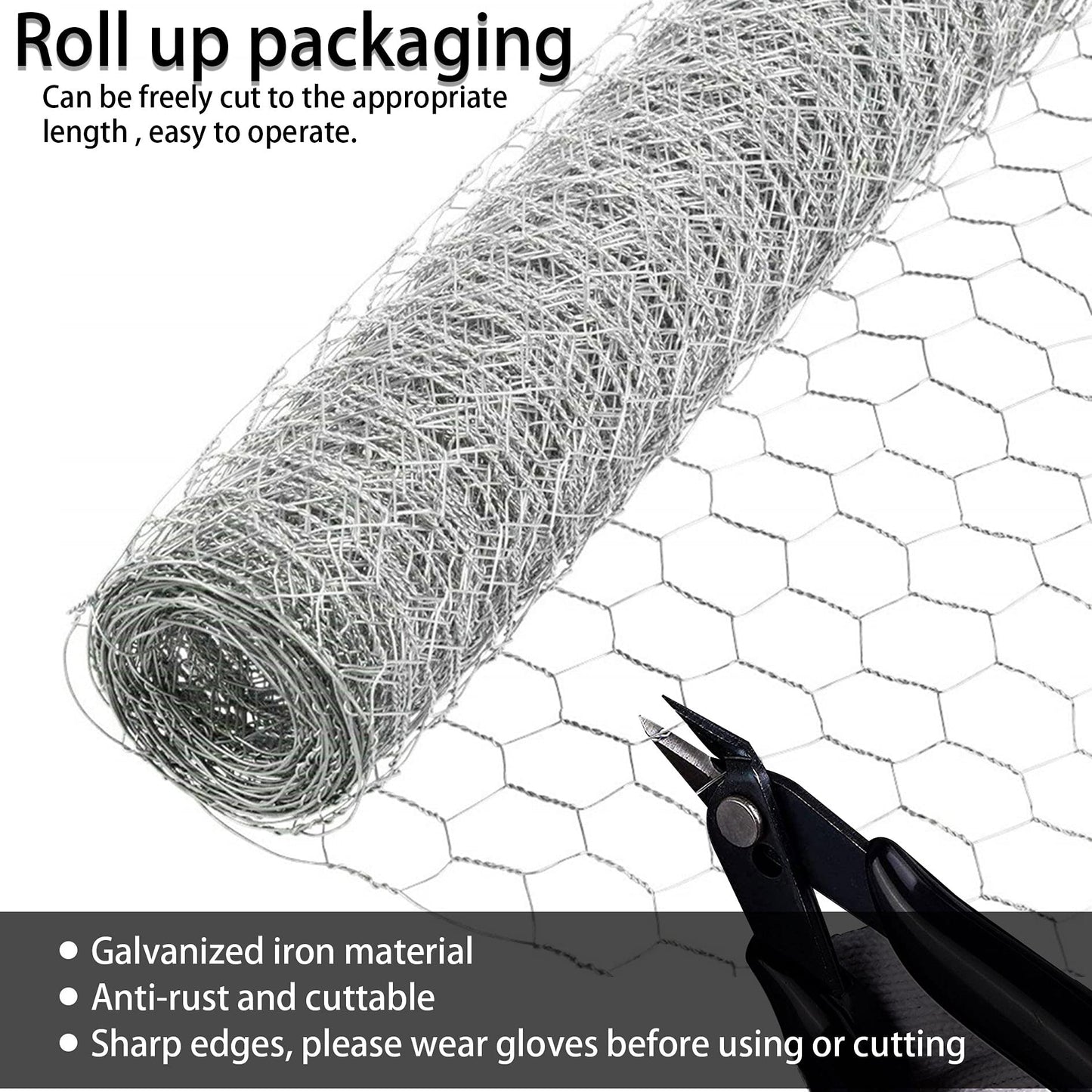 elfinrm Chicken Wire Fencing, 4ft x 150ft Hexagonal Galvanized Chicken Wire Mesh Fence 2 Inch Mesh Fence Poultry Netting Animal Barrier for Craft Projects Gardening Chicken Coop Rabbit Pet