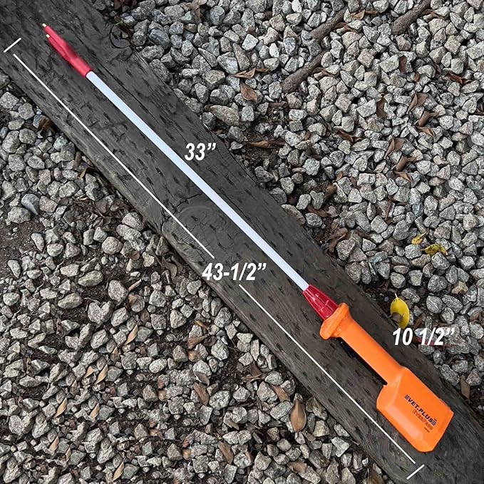 Waterproof Cattle Driving Stick for Livestock Such as Cows Hogs Sheep Rechargeable Electric Animal Prod for Large Dogs with 33" Length Flexible Shaft Total Length 43.5 inch