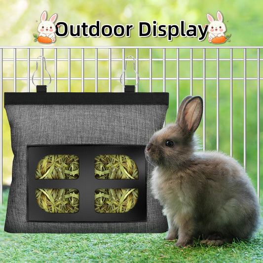 Rabbit Hay Feeder Bag Guinea Pig Hanging Hay Feeding Bag Storage Dispenser for Chinchilla Hamster Bunny Small Animal Pet
