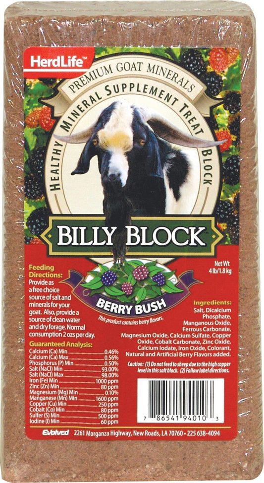 Evolved Habitats 94010 Billy Goat Mineral Supplement Treat Block - Berry Bush - 4 lbs.
