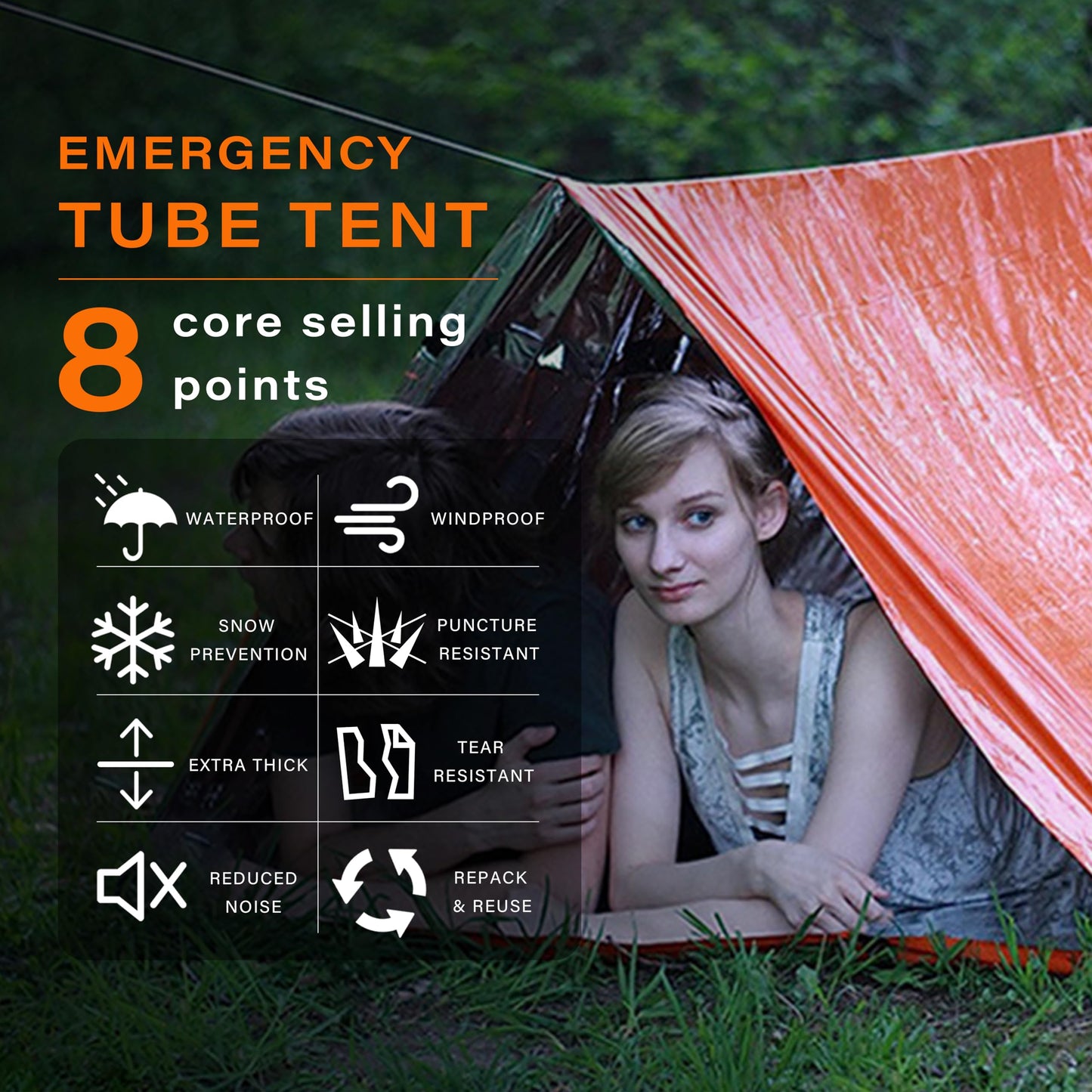 SunHalo Gear Emergency Survival Tent Shelter, 2 Person Emergency Tent with Emergency Whistle Emergency Shelter Tube Tent for Camping, Hiking, Backpacking