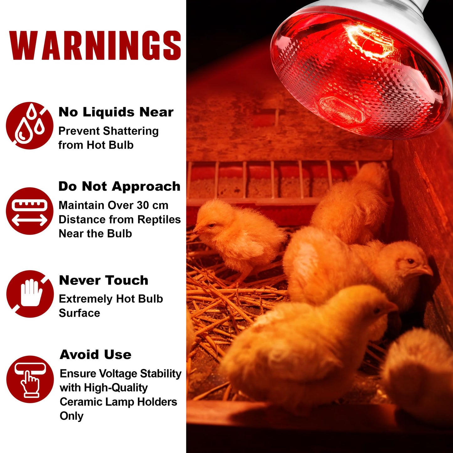 ROVOCLO Heat Lamp for Chickens,150W Red Heat Lamp Infrared Light Bulb for Chicks,Chicken Coop