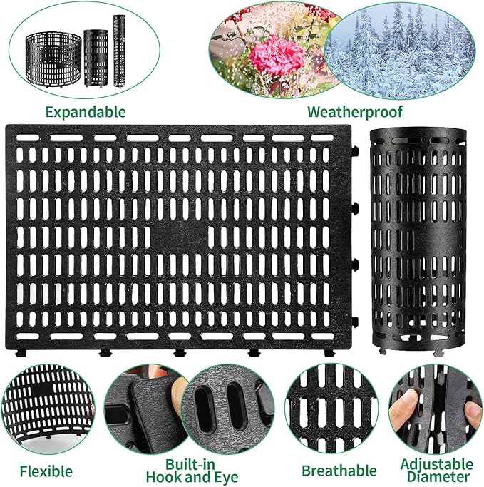 YGAOHF Tree Trunk Protector, 15 Pack Plant and Tree Guard Protector, Expandable Tree Bark Protector, Around Trunk Bark, Great Protection from Trimmers, Mowers, Animals (Black)