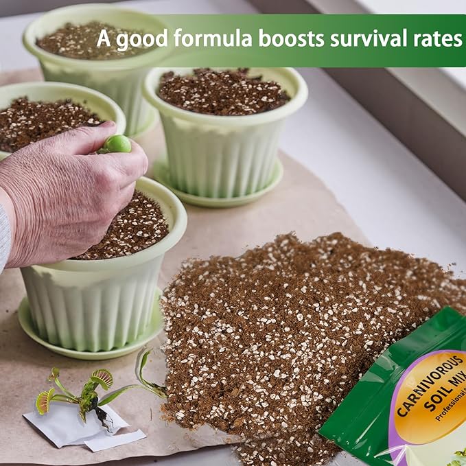 Carnivorous Plant Soil Mix 2qt, Pure Peat Moss and Perlite Mixture for Venus, Pitcher, Butterwort, Nepenthes, Sundew