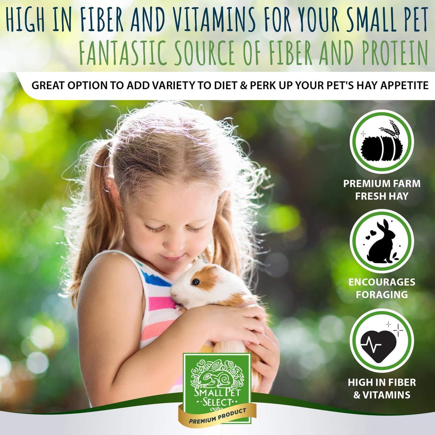 Small Pet Select - Gourmet Hay Pet Food, Exclusive Treat Hay, Flowers, and Herb Blend, for Rabbits, Guinea Pigs, Small Animals, 2lb