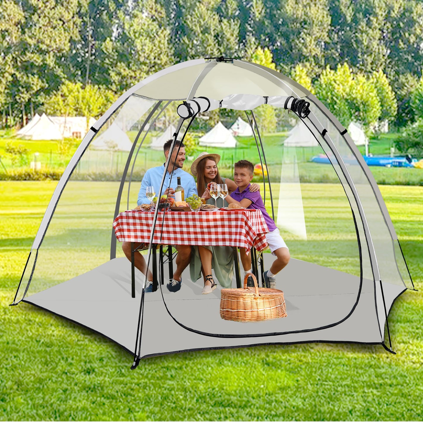 MAIZOA Sports Tent, 4-6 Person Fully Transparent View, 6.6''*6.6'',Waterproof/Windproof/coldproof, Removable Waterproof Canopy, Suitable for Ball Games, Camping, Fishing, Party, Outdoor Activities