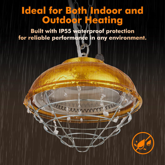 Prukbiar 350W Chicken Coop Heat Lamp – Waterproof Infrared Brooder Heater with Adjustable Temperature for Chicks, Ducks, Rabbits, Dogs, Indoor & Outdoor Use
