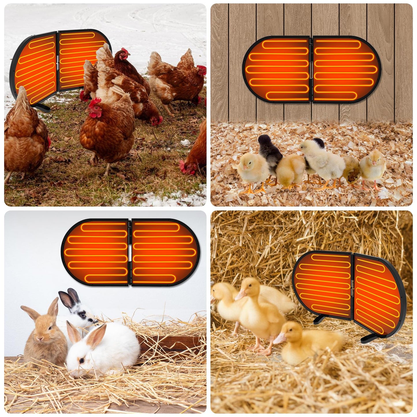 Tepoal Large Chicken Coop Heater for Winter, 220 Watts Foldable Heat Chicken Heater, Waterproof Radiant Chicks Heaters for Coop, Heater with 2 Heating Plates for Chick Kitten Puppy Pets Animals