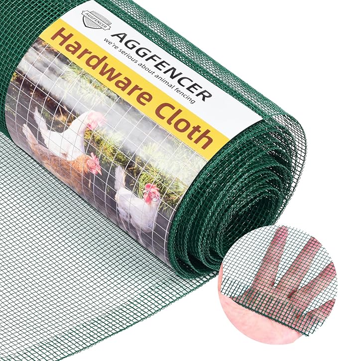 24in x 25ft Green Hardware Cloth 1/8 inch 27Ga PVC Coated Wire Mesh Vinyl Coated Galvanized Wire Mesh Screen Roll, Welded Metal Chicken Wire Fencing, for Garden Plant Fencing Bee Screen