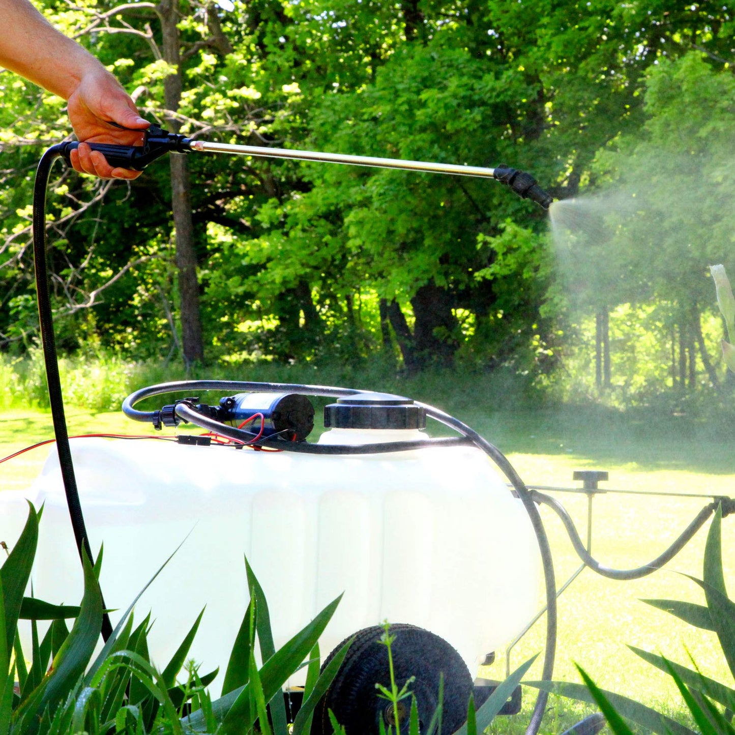 Brinly ST-251BH-A Self-Storing Tow Behind Lawn and Garden Sprayer with Collapsible Boom, 25-Gallon