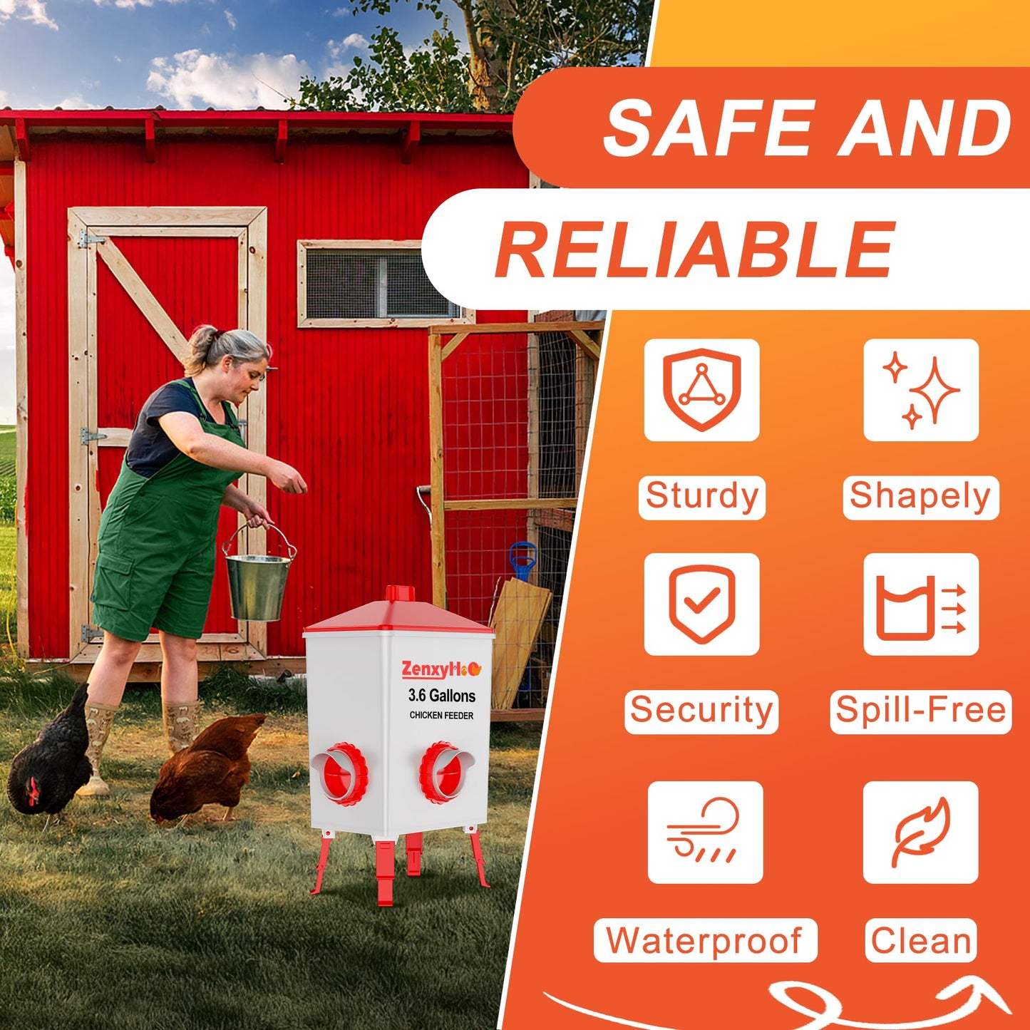 ZenxyHoC DIY Chicken Feeders No Waste, Poultry Feeder with Covers Gravity Feed Kit Ports 4-1 Hole Saw for Buckets Barrels Bins Troughs