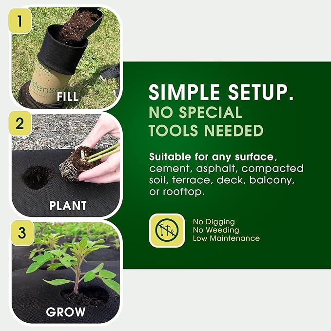 4x8 50ft Tubular Fabric Plant Pots with Full Drip Irrigation System - Heavy Duty Mesh for Optimal Airflow, Customizable up to 32 sqft Garden for Fruit, Vegetables and Flowers
