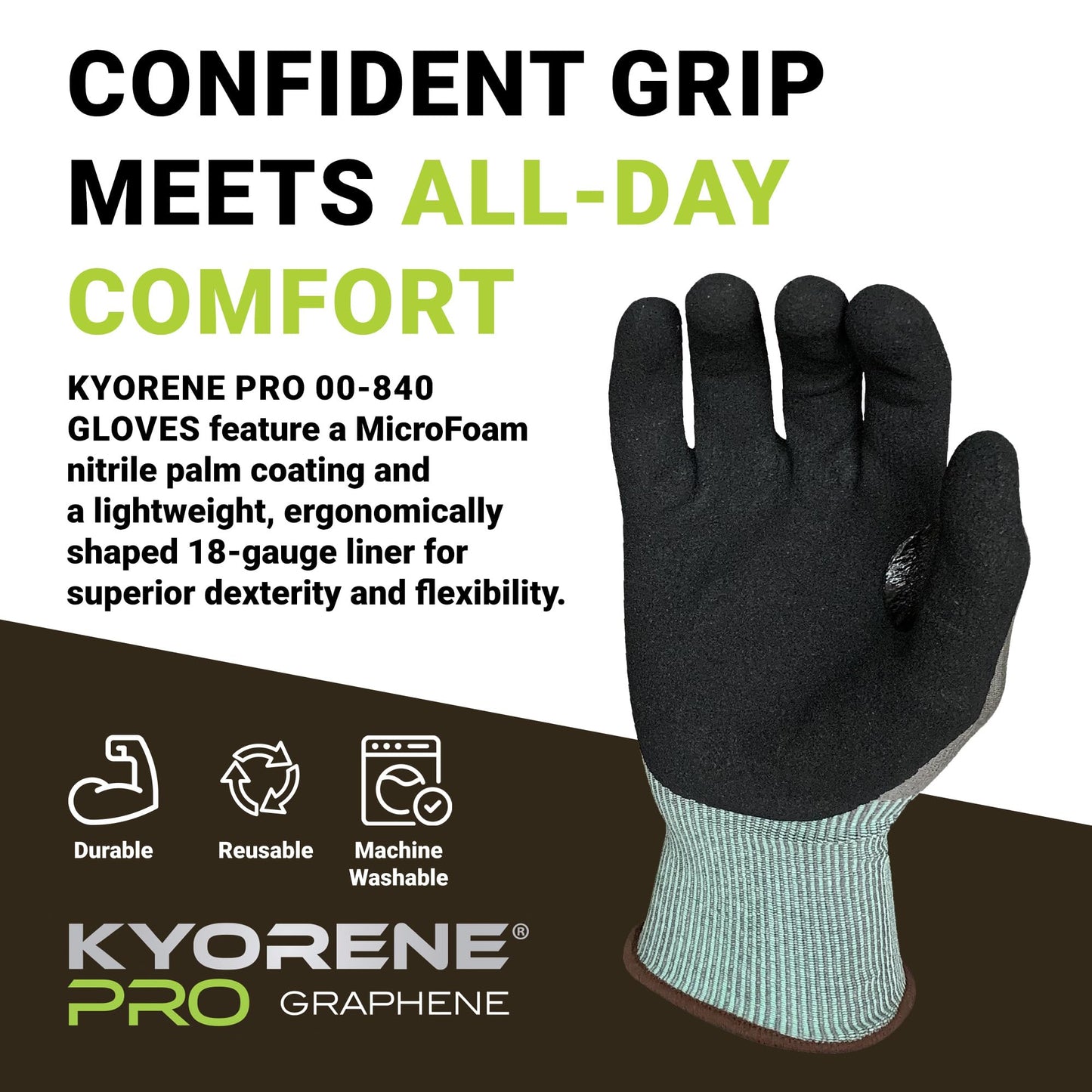 Armor Guys Kyorene Pro 00-840 A4 Cut Resistant Work Gloves - Graphene, Nitrile Grip, Durable, Breathable for Industrial Use - L, 72 Pairs