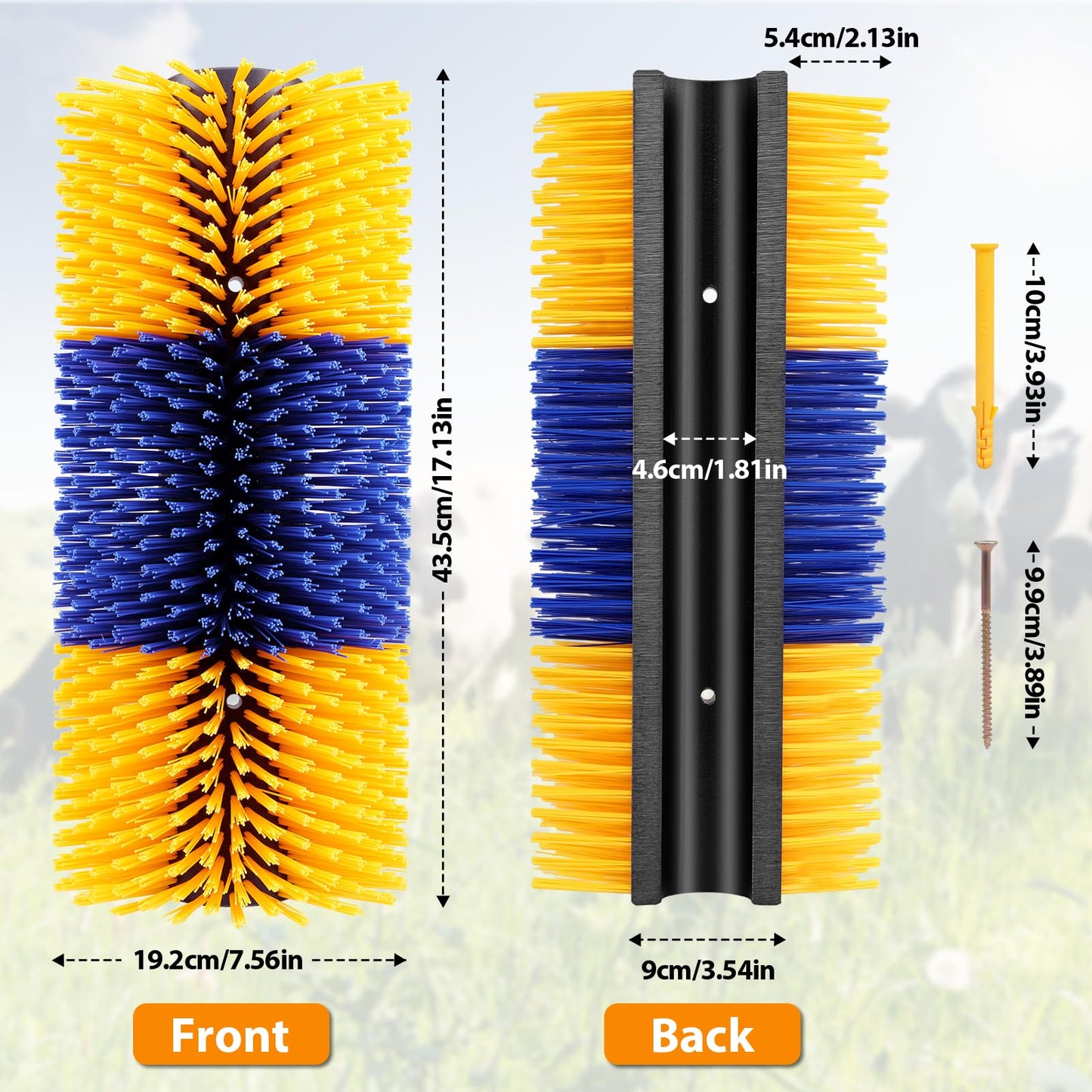 2PCS Livestock Scratch Brush with 4 Screws - Grooming Brushes for Horse, Goat, Cow, Pig - Cattle Supplies with Back Scratcher