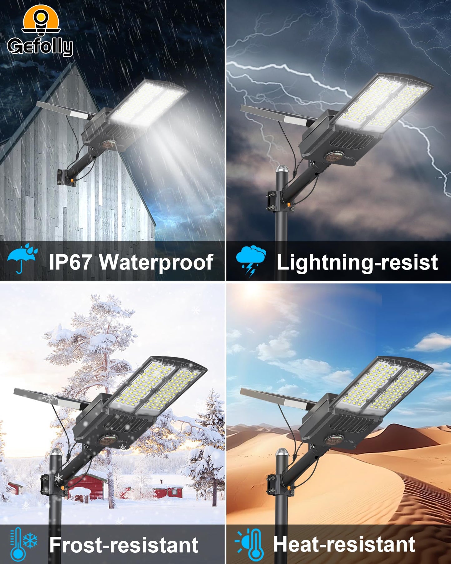 Gefolly SL-9500W Solar Street Light Outdoor 600000LM Commercial Parking Lot Lights Dusk to Dawn 6500K Flood Security Light IP67 Lamp with Motion Sensor for Basketball Court, Yard, Road