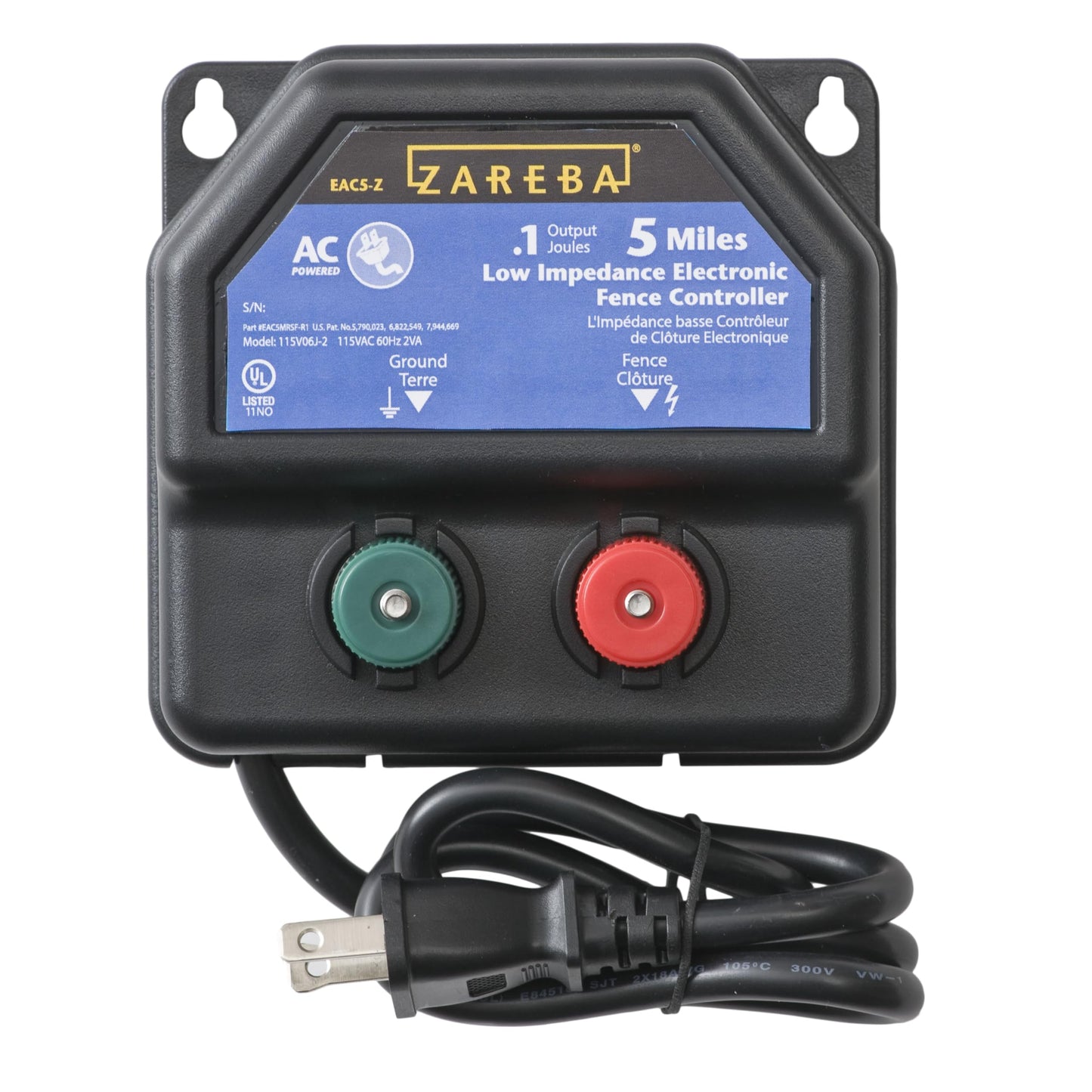 Zareba EA5M-Z 5-Mile AC-Powered Electric Fence Charger,Black