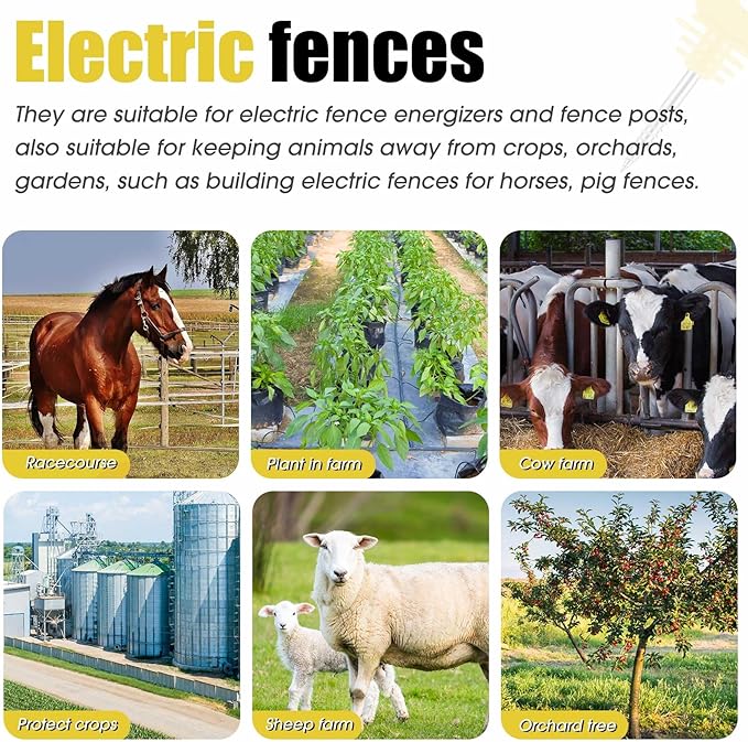 Sweetude 200 Pcs Electric Fence Insulator with 1 Pcs Insulator Socket Tool Screw in Ring Post Wood Post Electric Fence Ring with Socket Tool for Animal (Yellow)