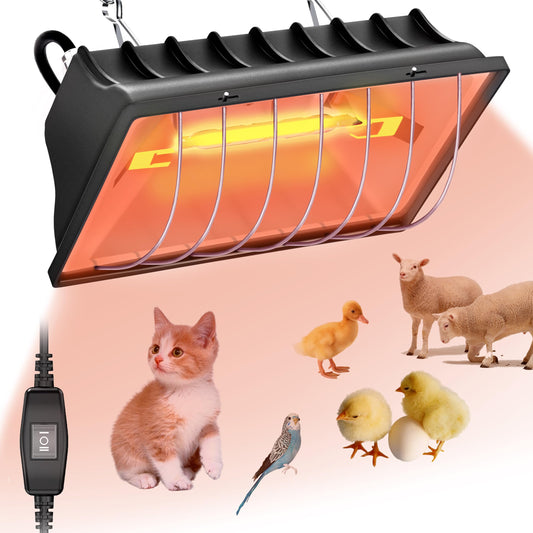 Chicken Brooder Heater Lamp 250W Brooder Heating Plate for Chicks Hanging Light Heated Adjustable Temp & Height with Anti-Fall Aluminum Alloy Lamp Shade Suitable for Chickens, Ducks, Poultry (black)