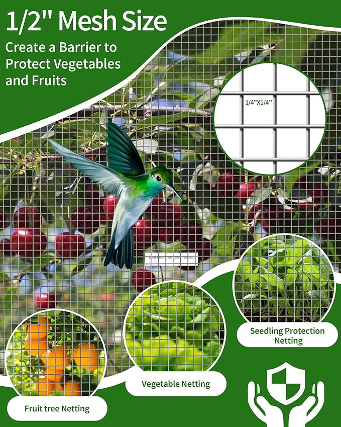 1/2" x 48" x 50FT Silver Hardware Cloth - Hot-Dip Galvanized Chicken Wire Fencing, 19 Gauge Welded Wire Mesh Roll for Chicken Coop, Rabbit, Snake, Deer Fencing and Garden/Tree Protection