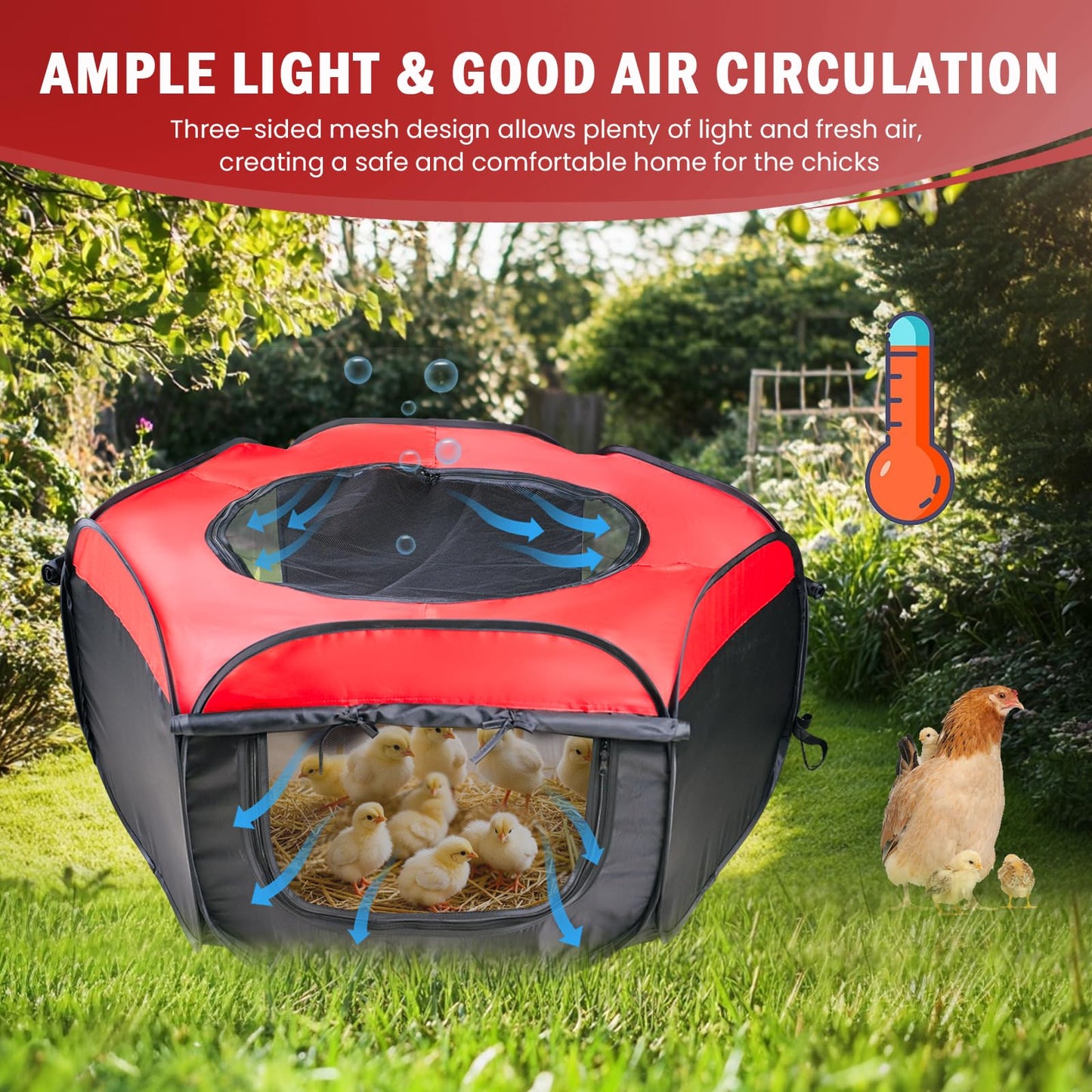 Tetuga Brooder Box for Chick Starter Kit - Brooder Pen/Baby Chicken Supplies Brooder Box with Ideal Size Brooding Up to 15 Baby Chick, Duck and Quail
