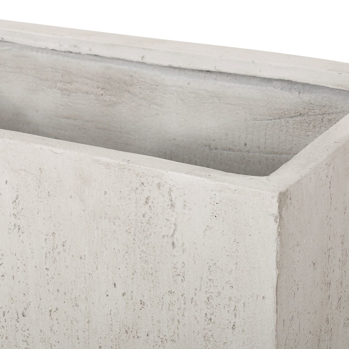 Vanessa Outdoor Modern Medium Cast Stone Rectangular Planters (Set of 2), White