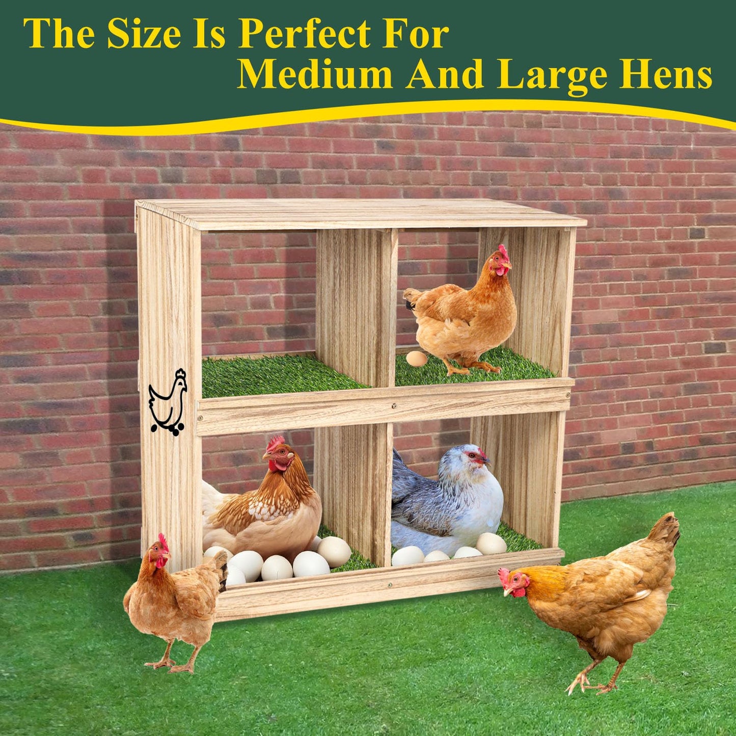 Nesting Boxes for Chickens,Chicken Nesting Box with 4 Pack Nesting Box Pads,Wooden Chicken Laying Boxes,Chicken Nesting Boxes for Laying Eggs with Washable Nesting Pads for Chicken Coop