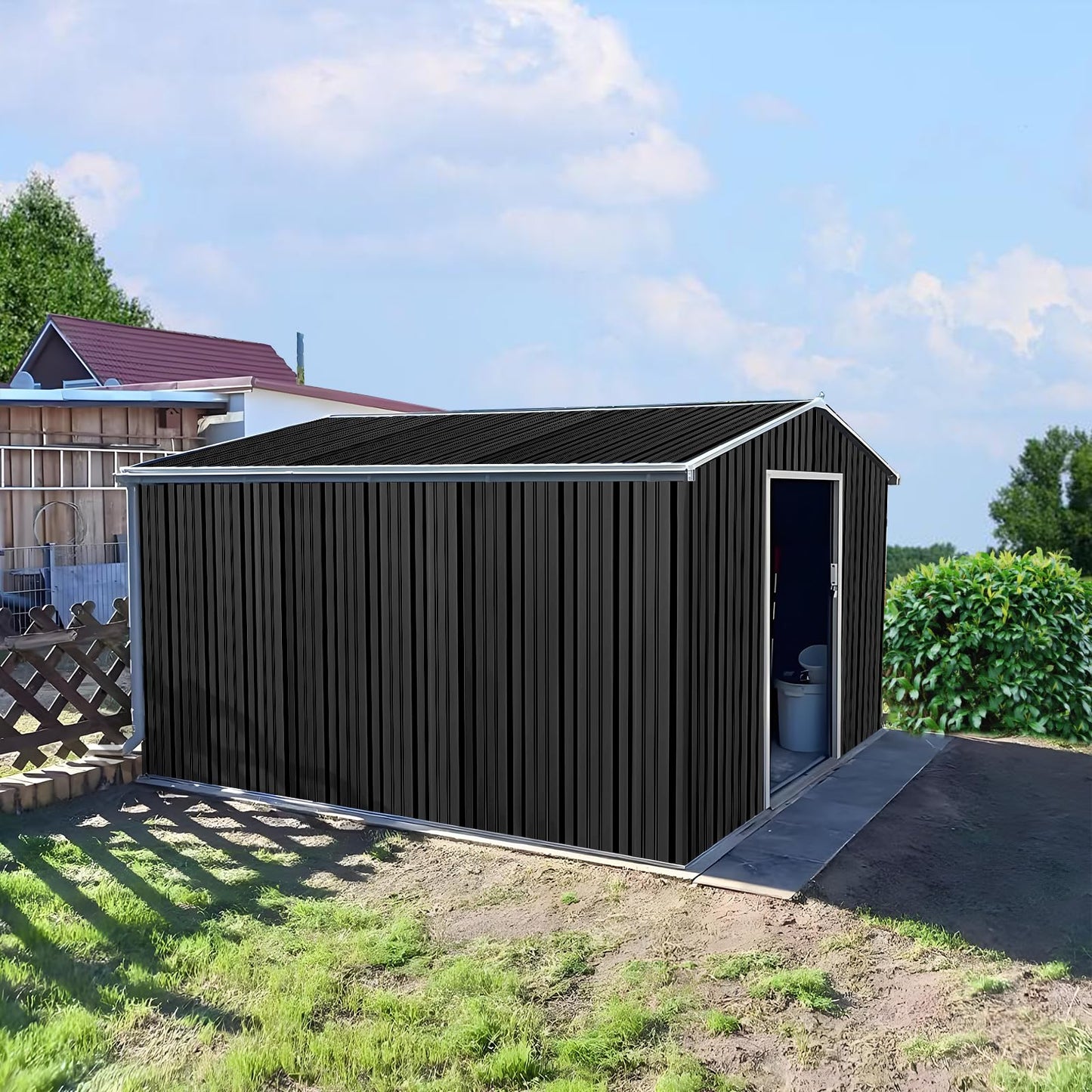 Metal Roofing Panels - Corrugated Galvanized Roof Panels Black 10 Pcs Waterproof Siding Panels for Outdoor House Storage Chicken Coop Patio Garages Sheds