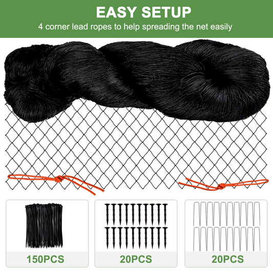 Heavy Duty Garden Netting - 100'x100' Poultry Netting for Chicken Coop, 3/4 Inch Mesh, Protects Fruits, Vegetables Against Squirrels, Deer