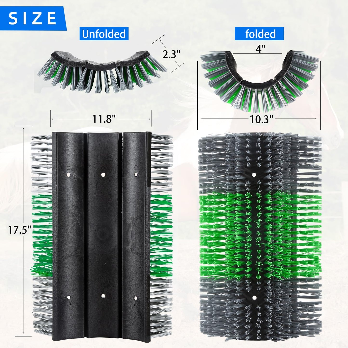 Extra Large Size Livestock Scratching Brush, Upgraded Horse/Goat/Cow/Cattle Scratcher Brush for Grooming, Itch Relief Horse Scratcher Brushes Kit with Two Sets of Mounting Screws(1-Pack,Gray)